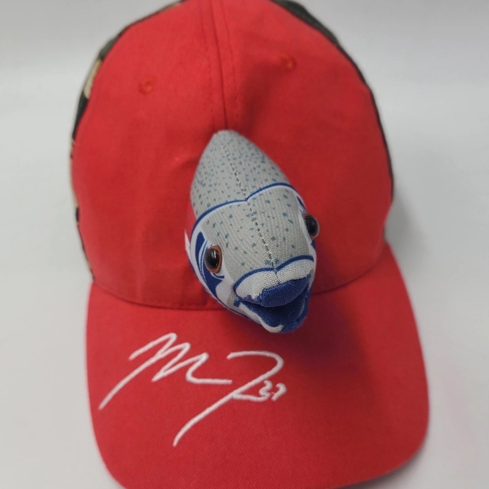 Mike Trout LA Angels 3D Plush Fish Camo Baseball Hat Red Adjustable Cap MLB 27 - Picture 2 of 7